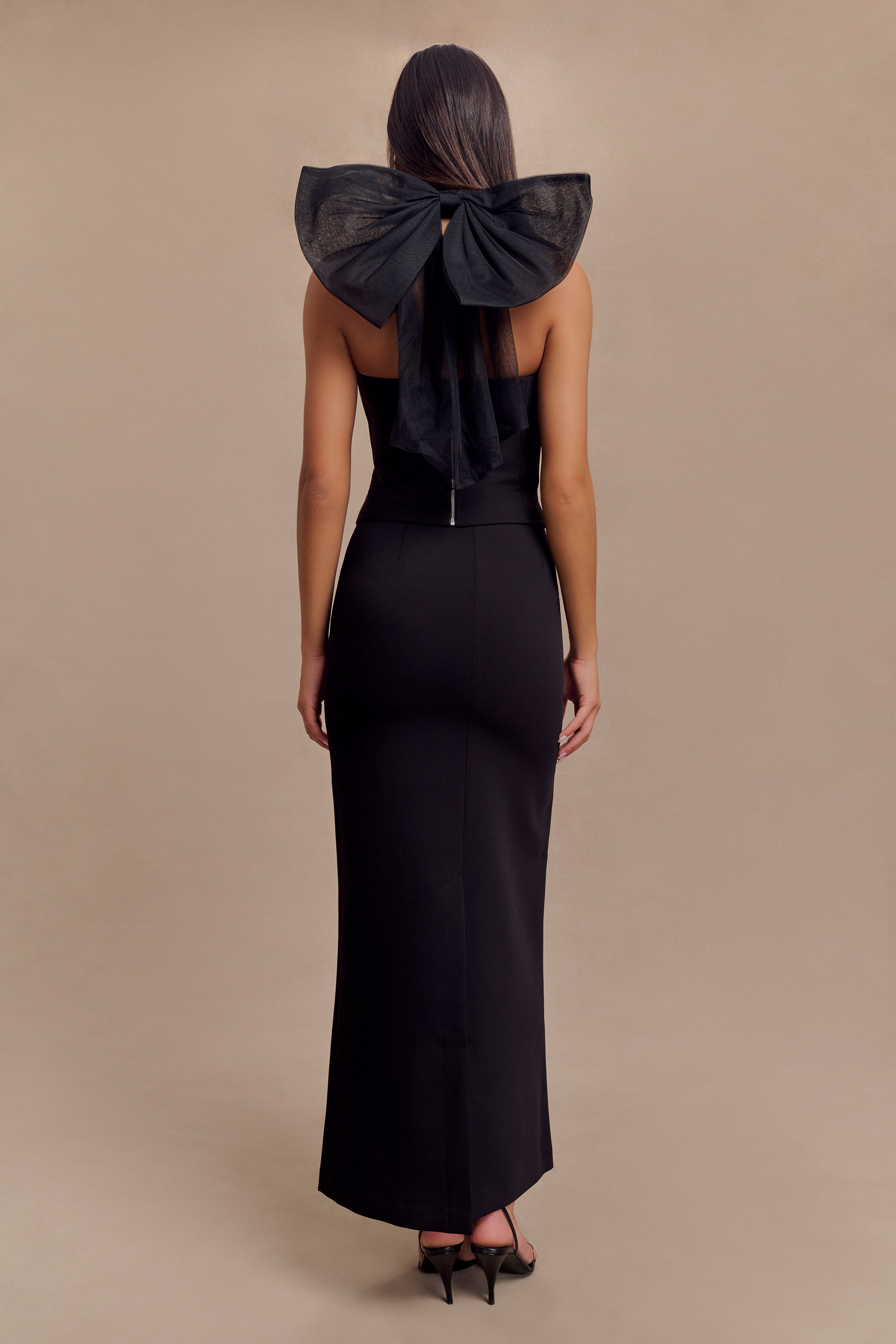 Maryam Tulle Bow Top - Black