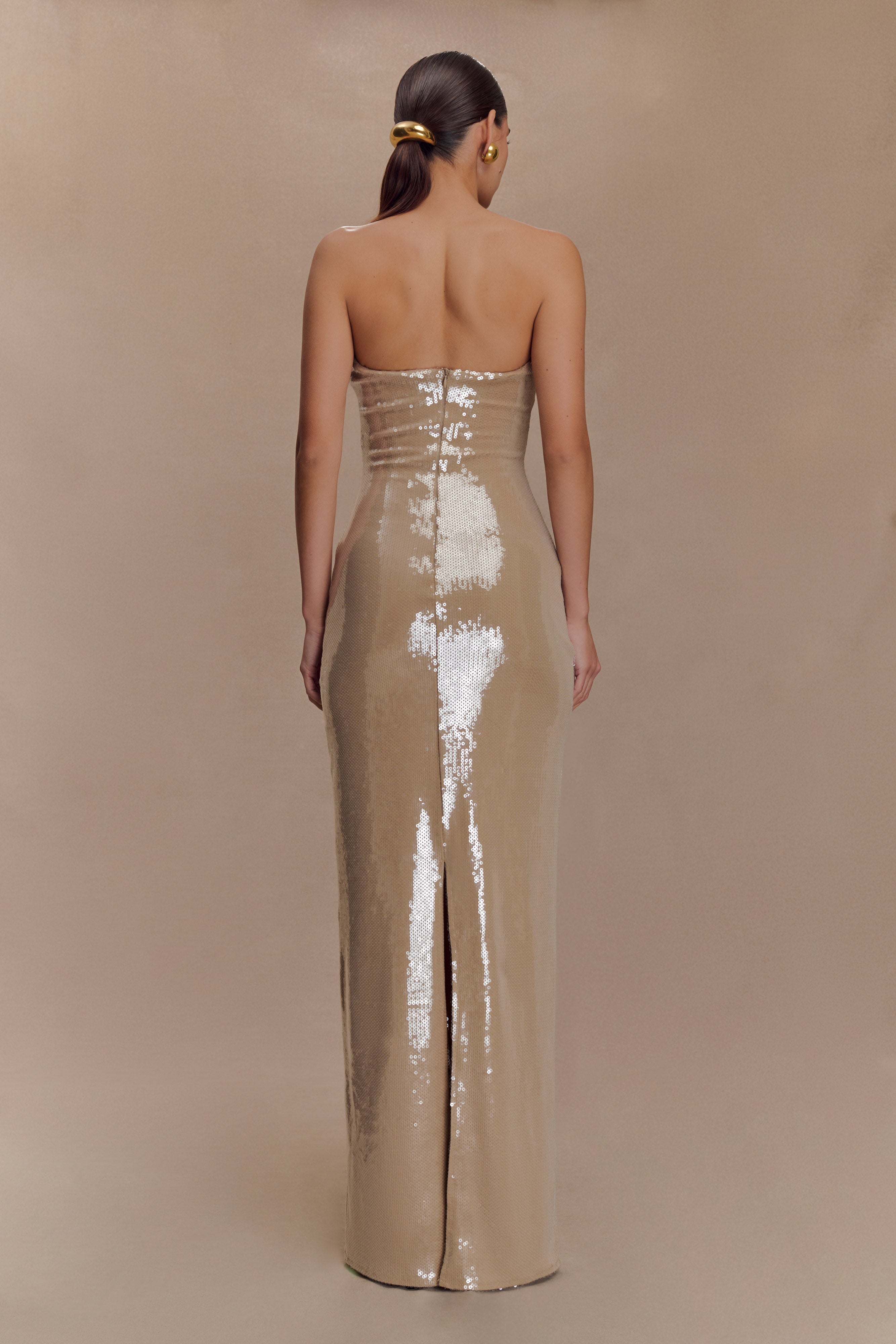 Winston Strapless Sequin Maxi Dress - Taupe