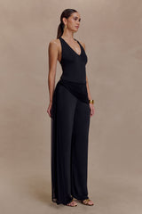 Aspyn Slinky And Mesh Top - Black